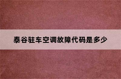 泰谷驻车空调故障代码是多少