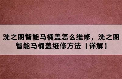 洗之朗智能马桶盖怎么维修，洗之朗智能马桶盖维修方法【详解】