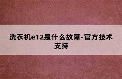 洗衣机e12是什么故障-官方技术支持