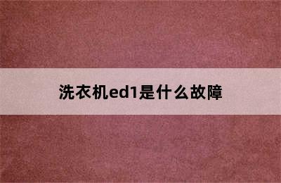 洗衣机ed1是什么故障