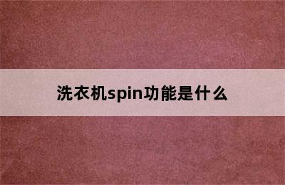 洗衣机spin功能是什么