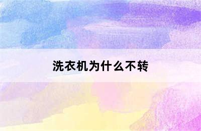 洗衣机为什么不转