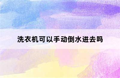 洗衣机可以手动倒水进去吗