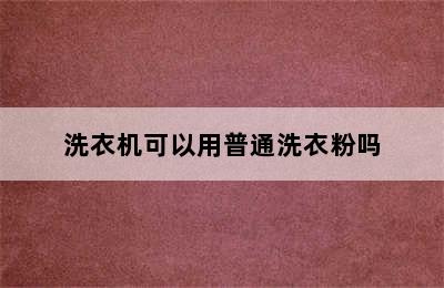 洗衣机可以用普通洗衣粉吗