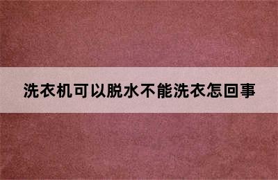 洗衣机可以脱水不能洗衣怎回事