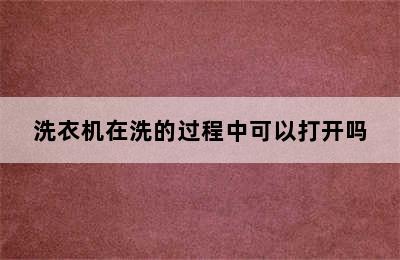 洗衣机在洗的过程中可以打开吗