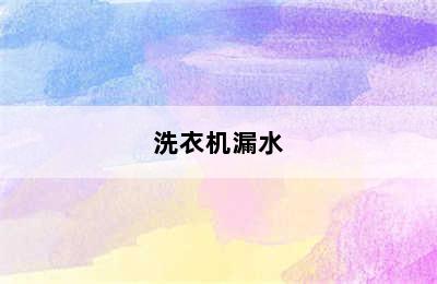 洗衣机漏水