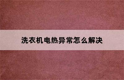 洗衣机电热异常怎么解决