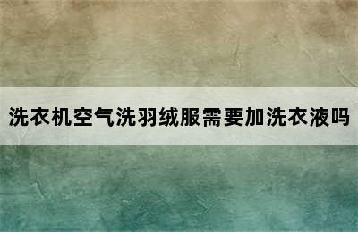 洗衣机空气洗羽绒服需要加洗衣液吗