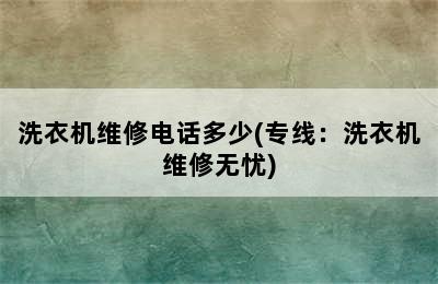 洗衣机维修电话多少(专线：洗衣机维修无忧)