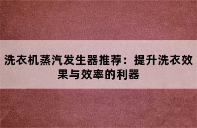 洗衣机蒸汽发生器推荐：提升洗衣效果与效率的利器