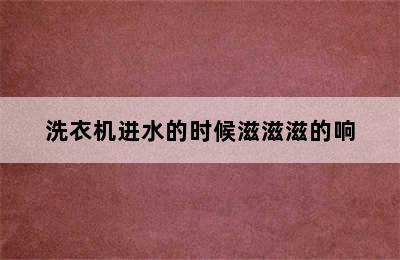 洗衣机进水的时候滋滋滋的响