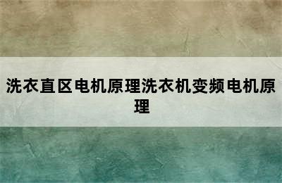 洗衣直区电机原理洗衣机变频电机原理