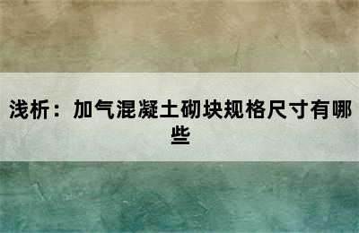 浅析：加气混凝土砌块规格尺寸有哪些