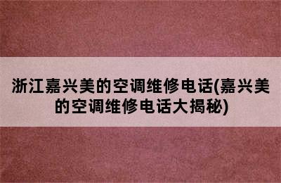 浙江嘉兴美的空调维修电话(嘉兴美的空调维修电话大揭秘)