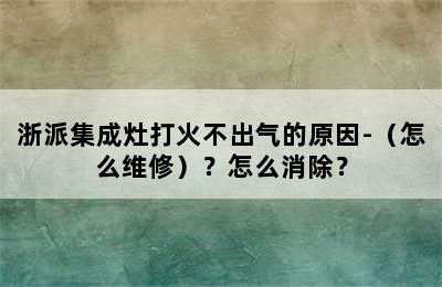 浙派集成灶打火不出气的原因-（怎么维修）？怎么消除？