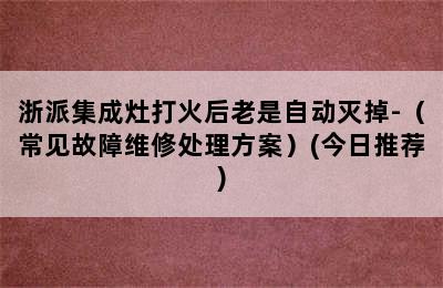 浙派集成灶打火后老是自动灭掉-（常见故障维修处理方案）(今日推荐)