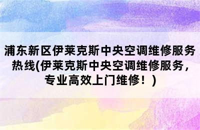 浦东新区伊莱克斯中央空调维修服务热线(伊莱克斯中央空调维修服务，专业高效上门维修！)