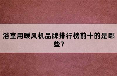 浴室用暖风机品牌排行榜前十的是哪些？