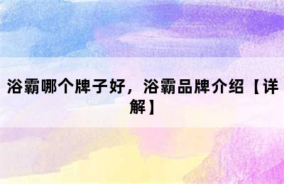 浴霸哪个牌子好，浴霸品牌介绍【详解】