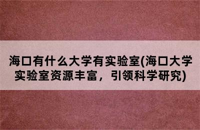 海口有什么大学有实验室(海口大学实验室资源丰富，引领科学研究)