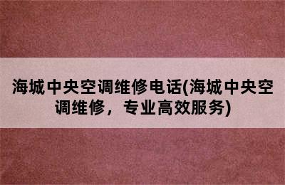 海城中央空调维修电话(海城中央空调维修，专业高效服务)