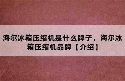 海尔冰箱压缩机是什么牌子，海尔冰箱压缩机品牌【介绍】