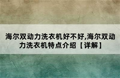 海尔双动力洗衣机好不好,海尔双动力洗衣机特点介绍【详解】