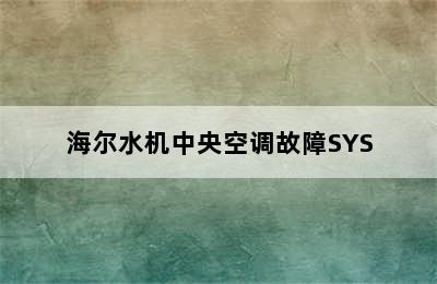 海尔水机中央空调故障SYS