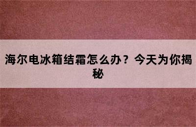 海尔电冰箱结霜怎么办？今天为你揭秘