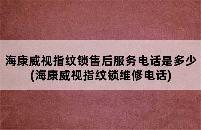 海康威视指纹锁售后服务电话是多少(海康威视指纹锁维修电话)