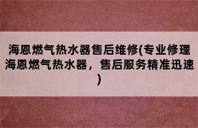 海恩燃气热水器售后维修(专业修理海恩燃气热水器，售后服务精准迅速)