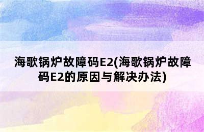 海歌锅炉故障码E2(海歌锅炉故障码E2的原因与解决办法)