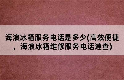 海浪冰箱服务电话是多少(高效便捷，海浪冰箱维修服务电话速查)