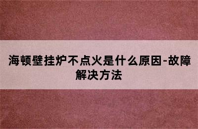 海顿壁挂炉不点火是什么原因-故障解决方法