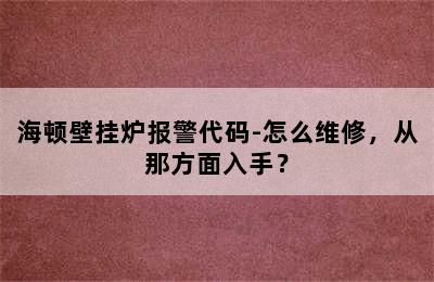 海顿壁挂炉报警代码-怎么维修，从那方面入手？