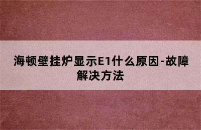 海顿壁挂炉显示E1什么原因-故障解决方法