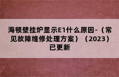 海顿壁挂炉显示E1什么原因-（常见故障维修处理方案）（2023）已更新