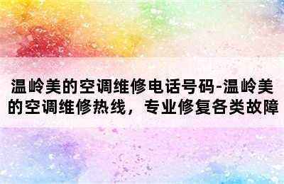 温岭美的空调维修电话号码-温岭美的空调维修热线，专业修复各类故障