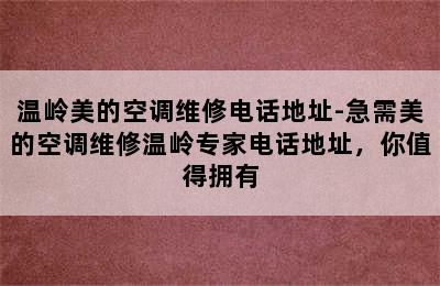 温岭美的空调维修电话地址-急需美的空调维修温岭专家电话地址，你值得拥有