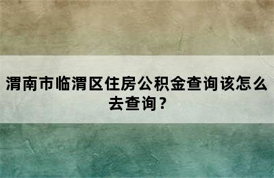 渭南市临渭区住房公积金查询该怎么去查询？