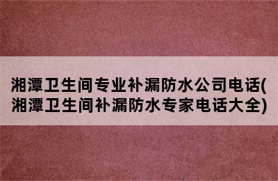 湘潭卫生间专业补漏防水公司电话(湘潭卫生间补漏防水专家电话大全)