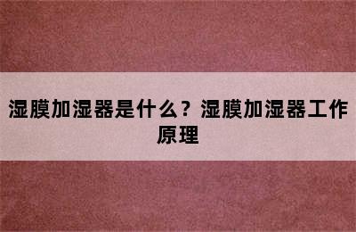 湿膜加湿器是什么？湿膜加湿器工作原理