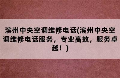 滨州中央空调维修电话(滨州中央空调维修电话服务，专业高效，服务卓越！)