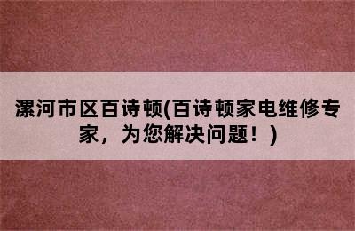 漯河市区百诗顿(百诗顿家电维修专家，为您解决问题！)