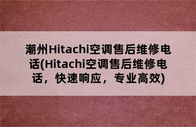 潮州Hitachi空调售后维修电话(Hitachi空调售后维修电话，快速响应，专业高效)