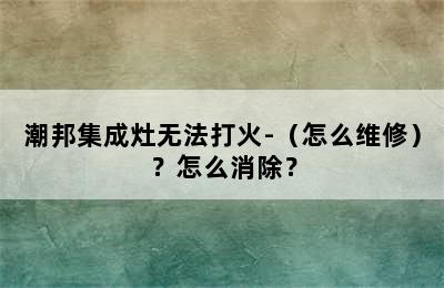 潮邦集成灶无法打火-（怎么维修）？怎么消除？