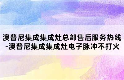 澳普尼集成集成灶总部售后服务热线-澳普尼集成集成灶电子脉冲不打火