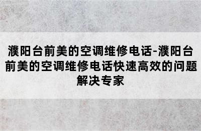 濮阳台前美的空调维修电话-濮阳台前美的空调维修电话快速高效的问题解决专家