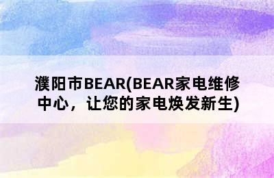 濮阳市BEAR(BEAR家电维修中心，让您的家电焕发新生)